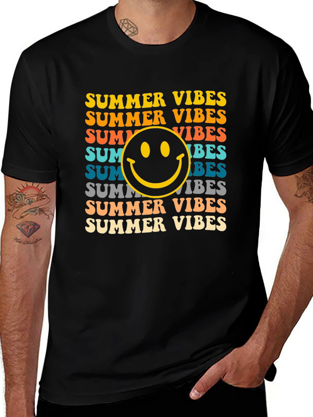 Summer Vibes Smiley Face Graphic Tee