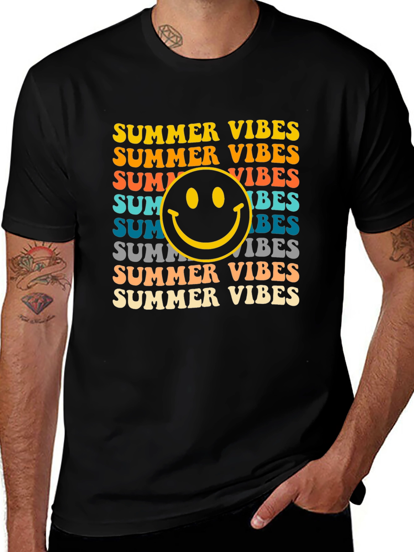 Summer Vibes Smiley Face Graphic Tee