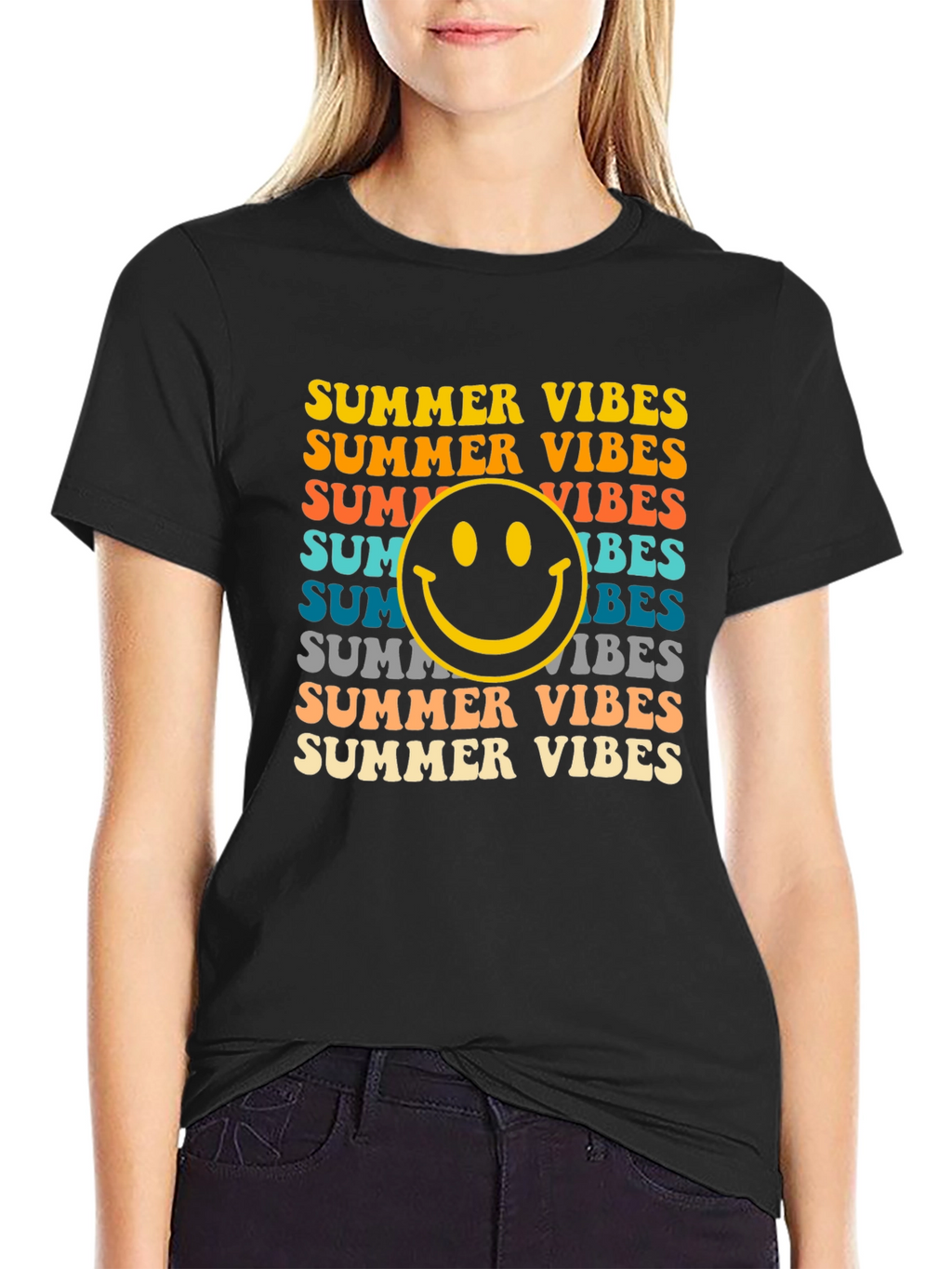 Summer Vibes Smiley Face Graphic Tee