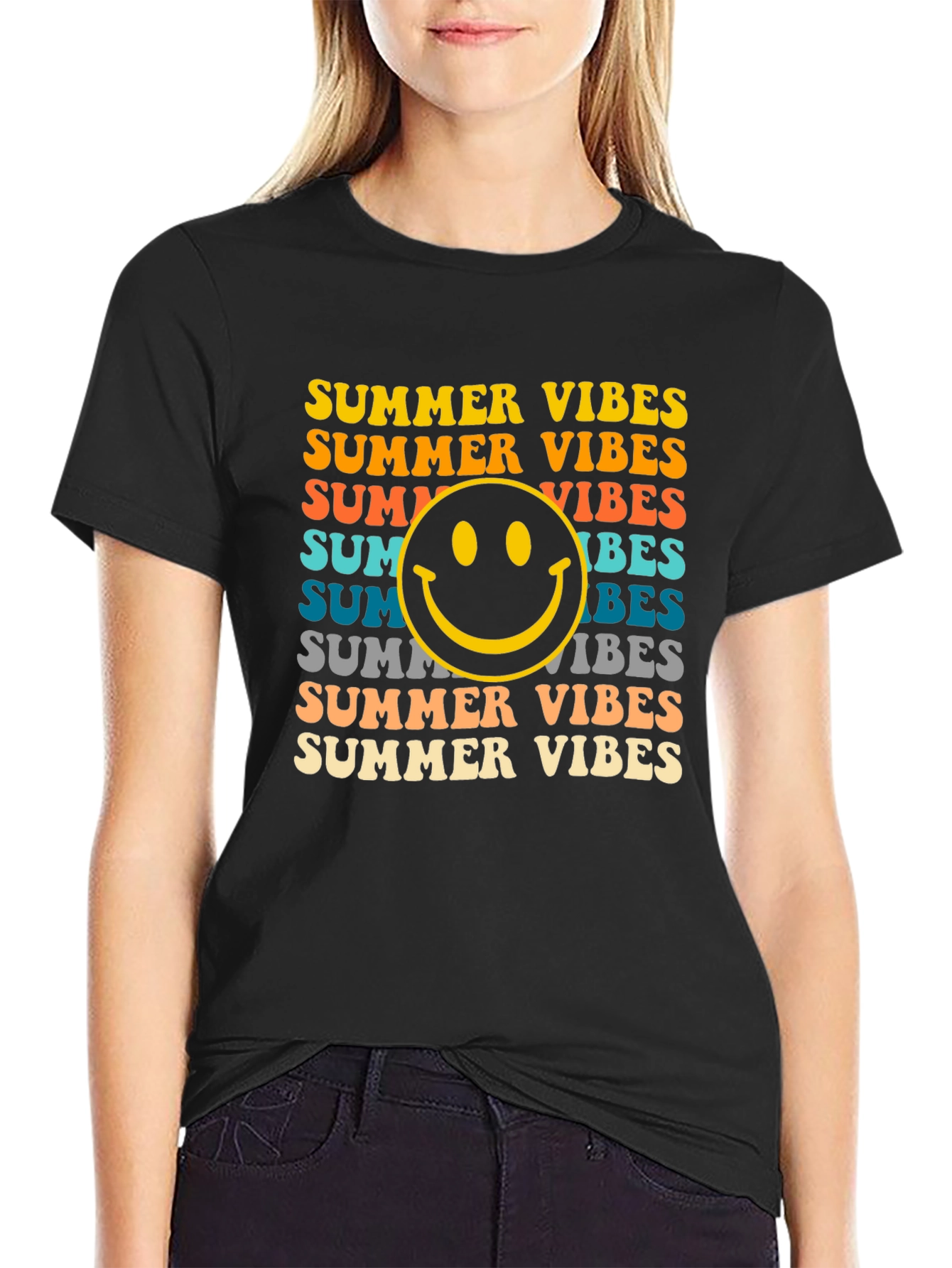 Summer Vibes Smiley Face Graphic Tee
