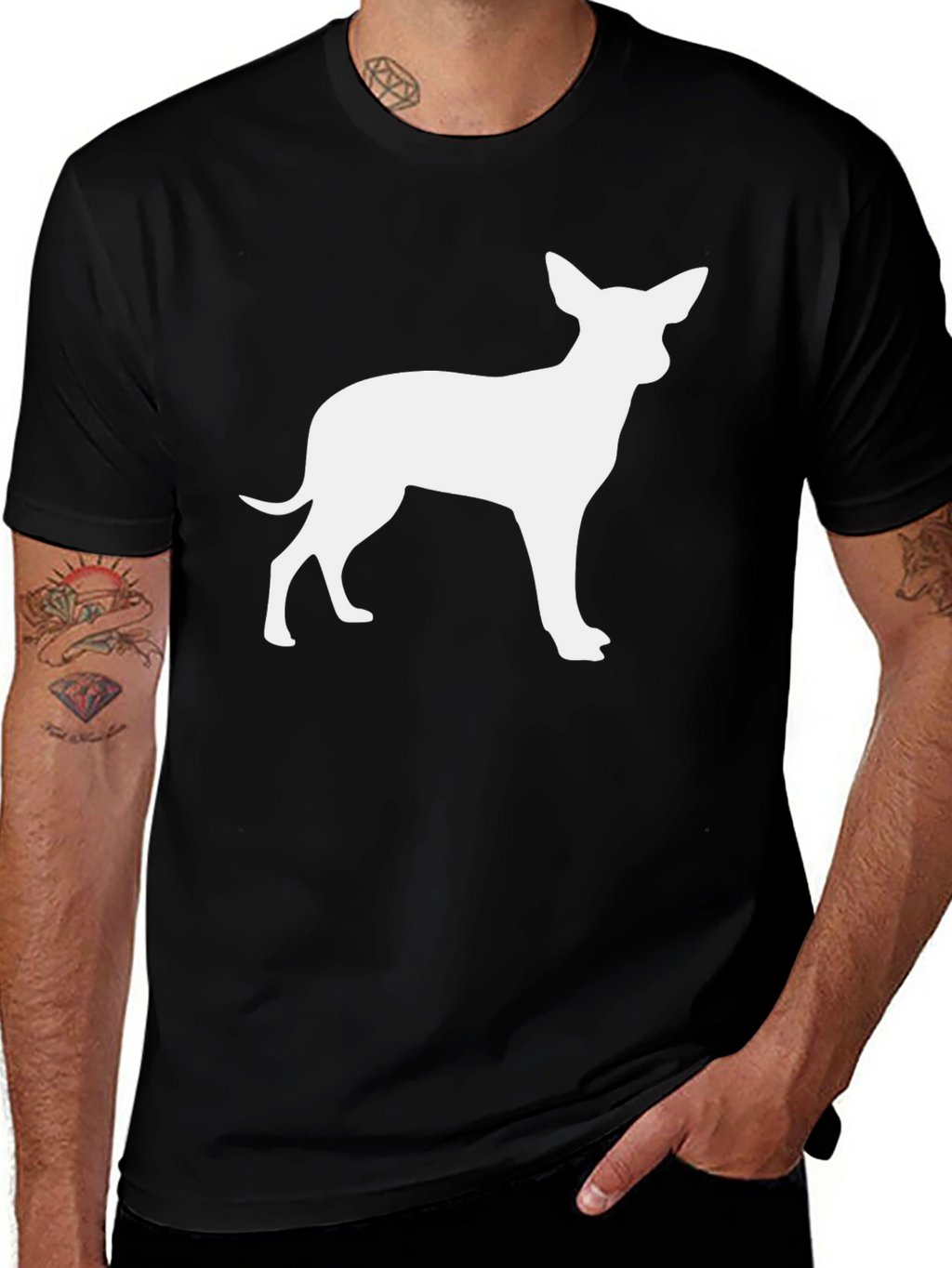 Chihuahua Silhouette Tee - Black Cotton Blend