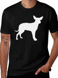Chihuahua Silhouette Tee - Black Cotton Blend