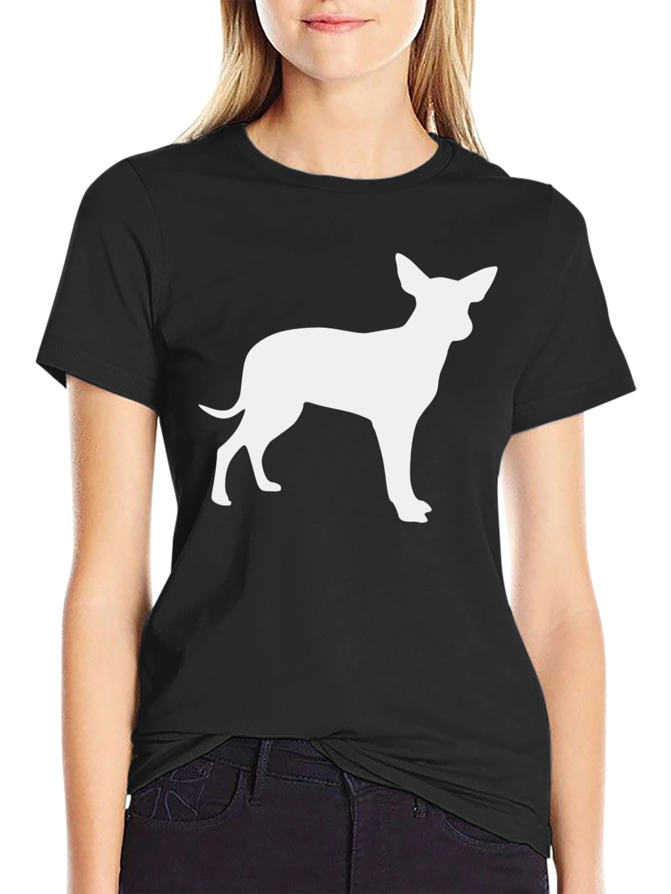 Chihuahua Silhouette Tee - Black Cotton Blend