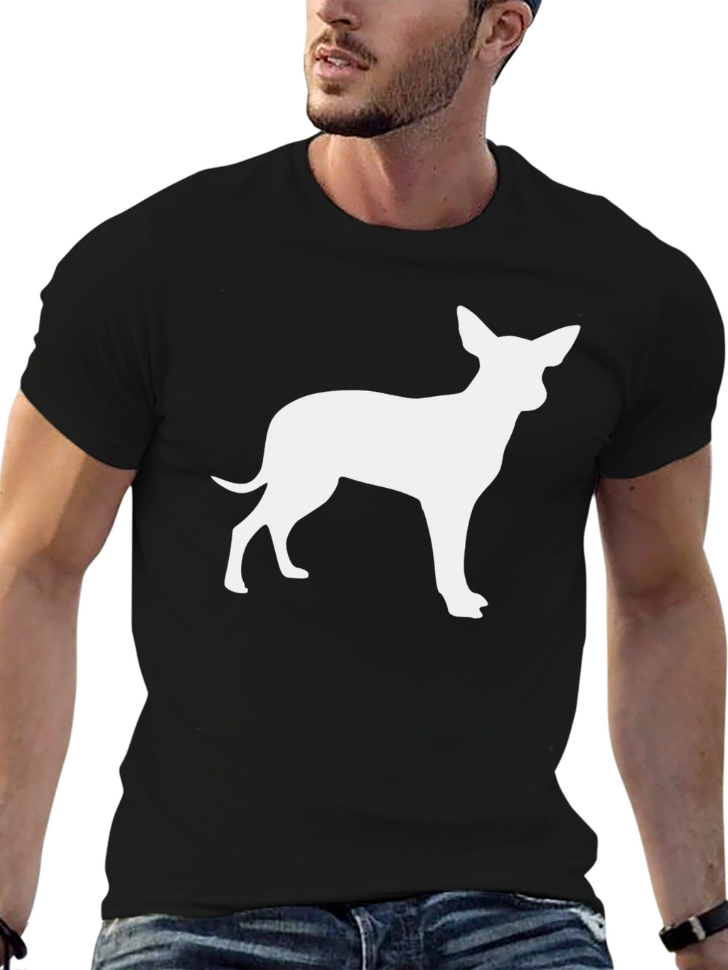 Chihuahua Silhouette Tee - Black Cotton Blend