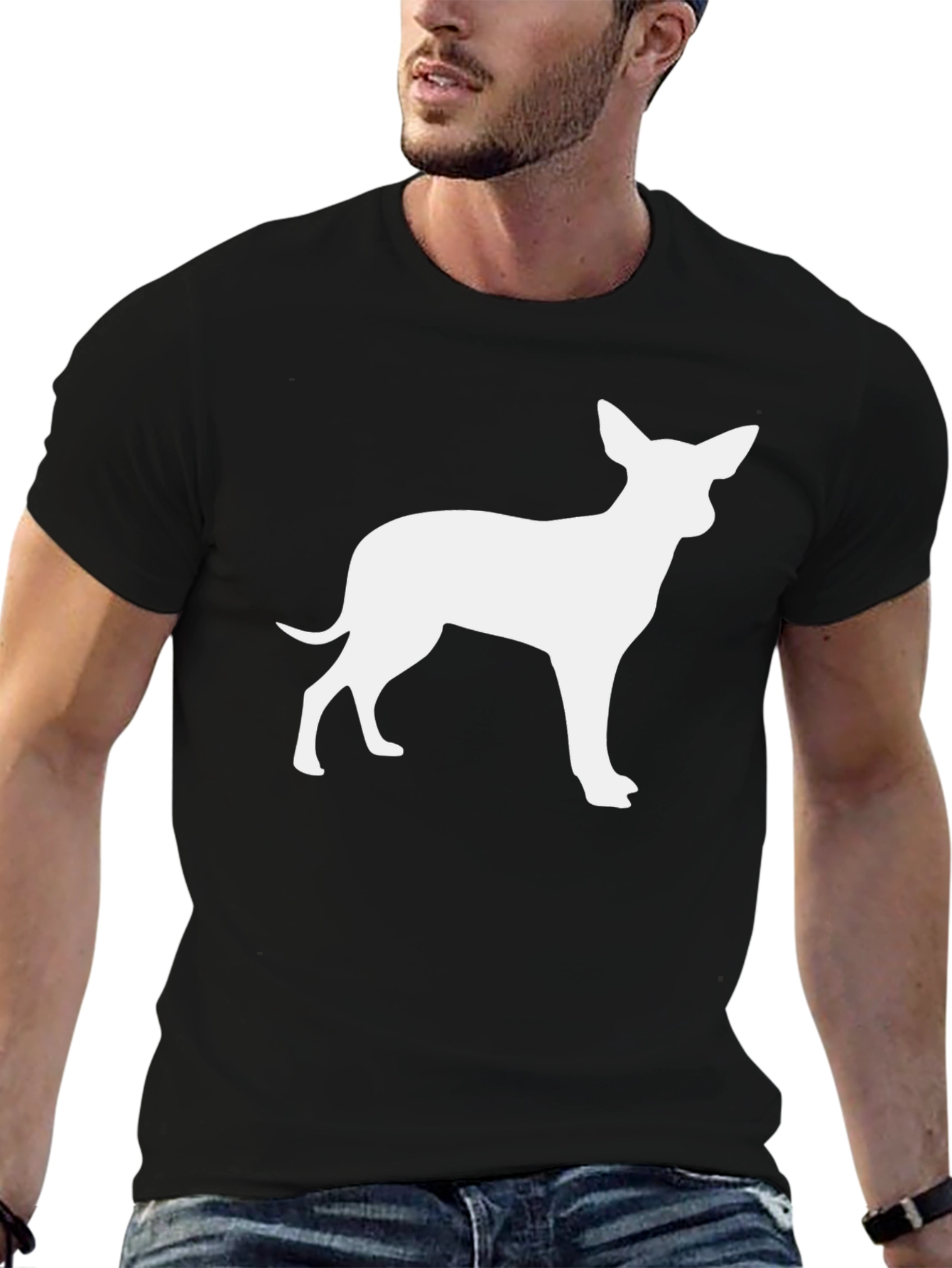 Chihuahua Silhouette Tee - Black Cotton Blend