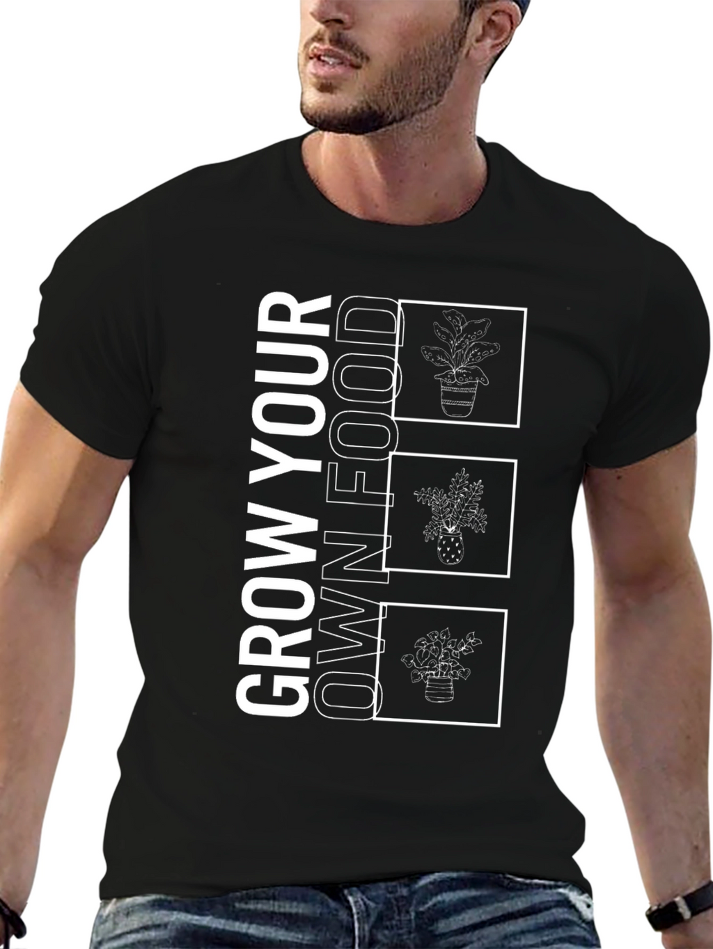 Grow Your Own Food Black Graphic Tee