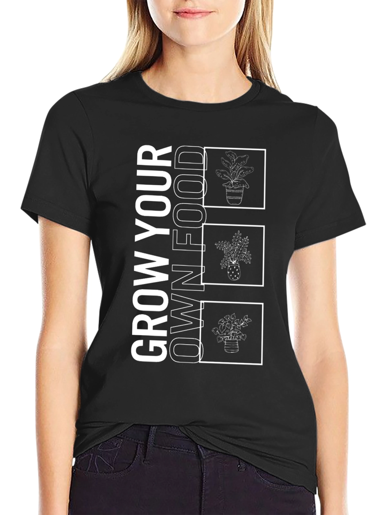 Grow Your Own Food Black Graphic Tee