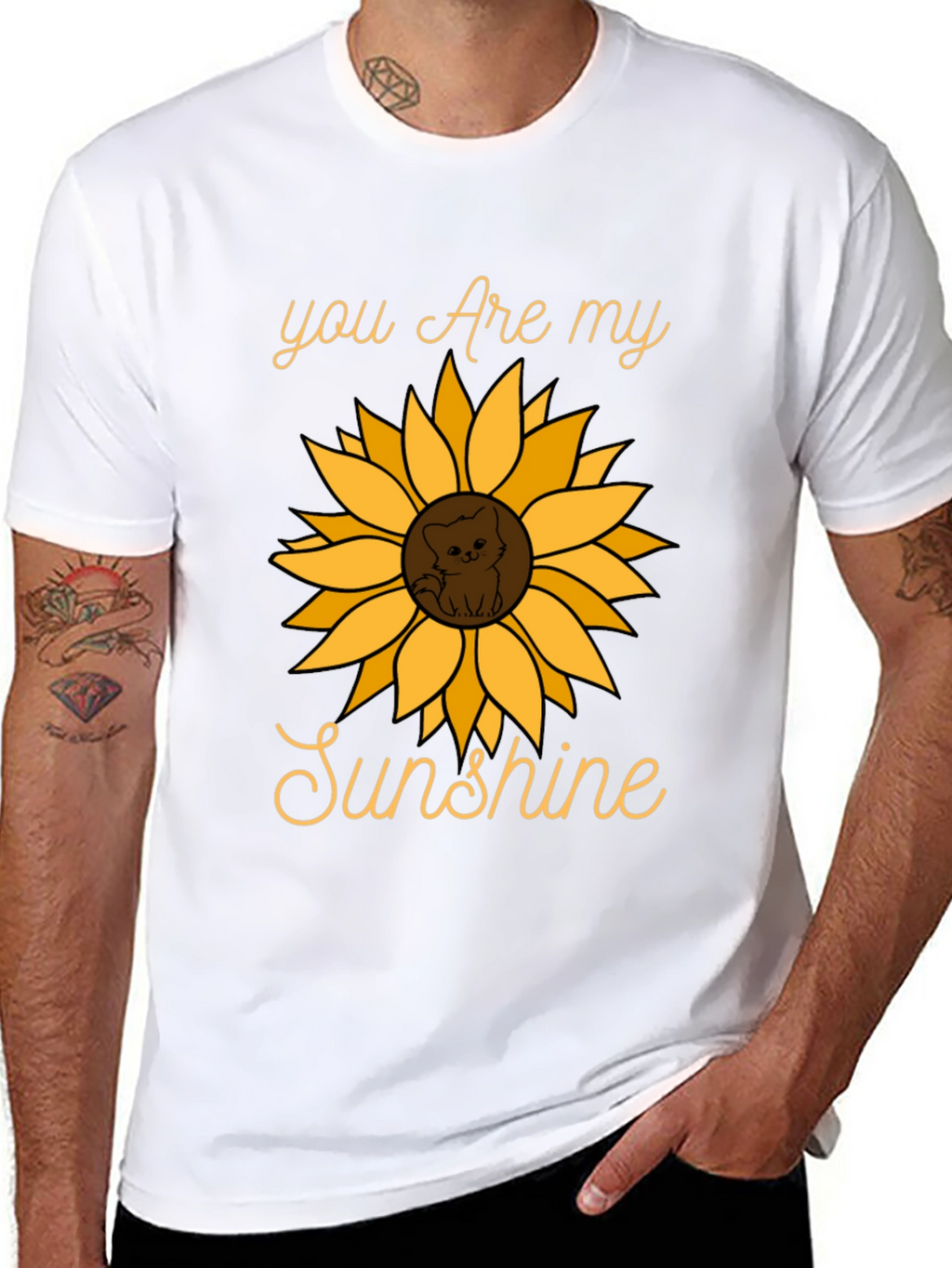 You Are My Sunshine Sunflower Cat Graphic Tee