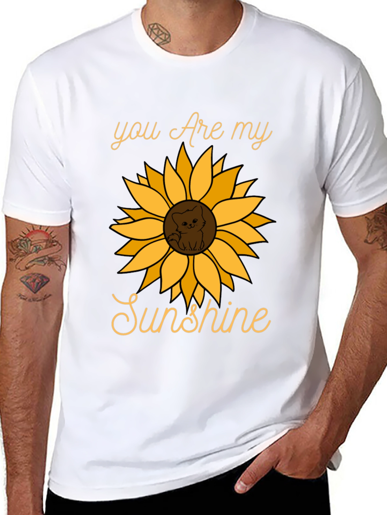 You Are My Sunshine Sunflower Cat Graphic Tee