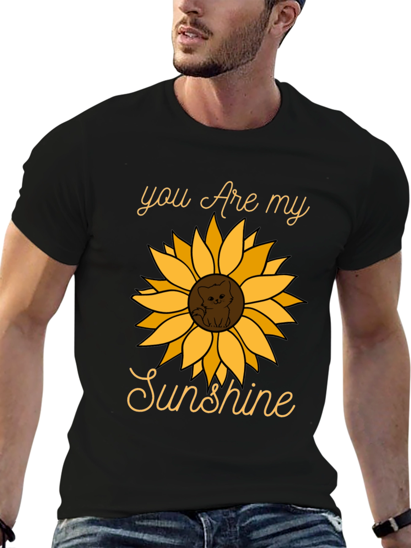 You Are My Sunshine Sunflower Cat Graphic Tee