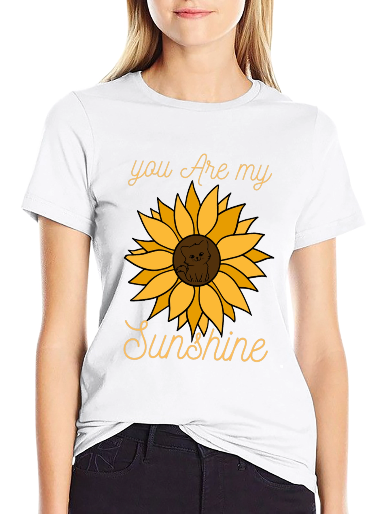You Are My Sunshine Sunflower Cat Graphic Tee