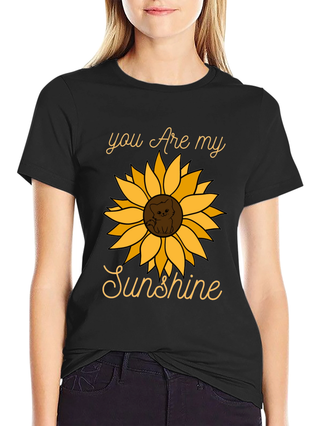 You Are My Sunshine Sunflower Cat Graphic Tee