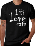 I Love Cats Graphic T-Shirt - Black