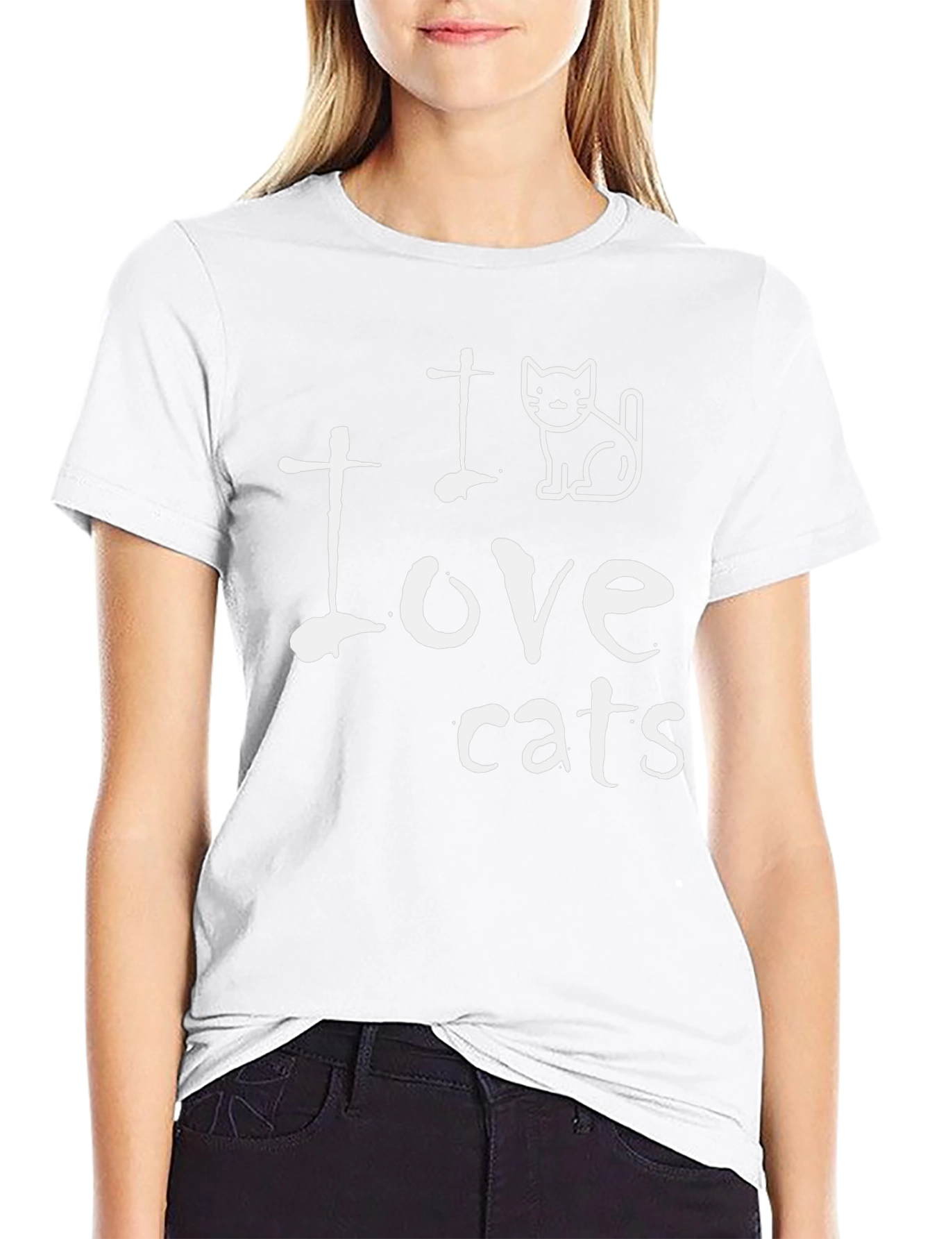 I Love Cats Graphic T-Shirt - Black