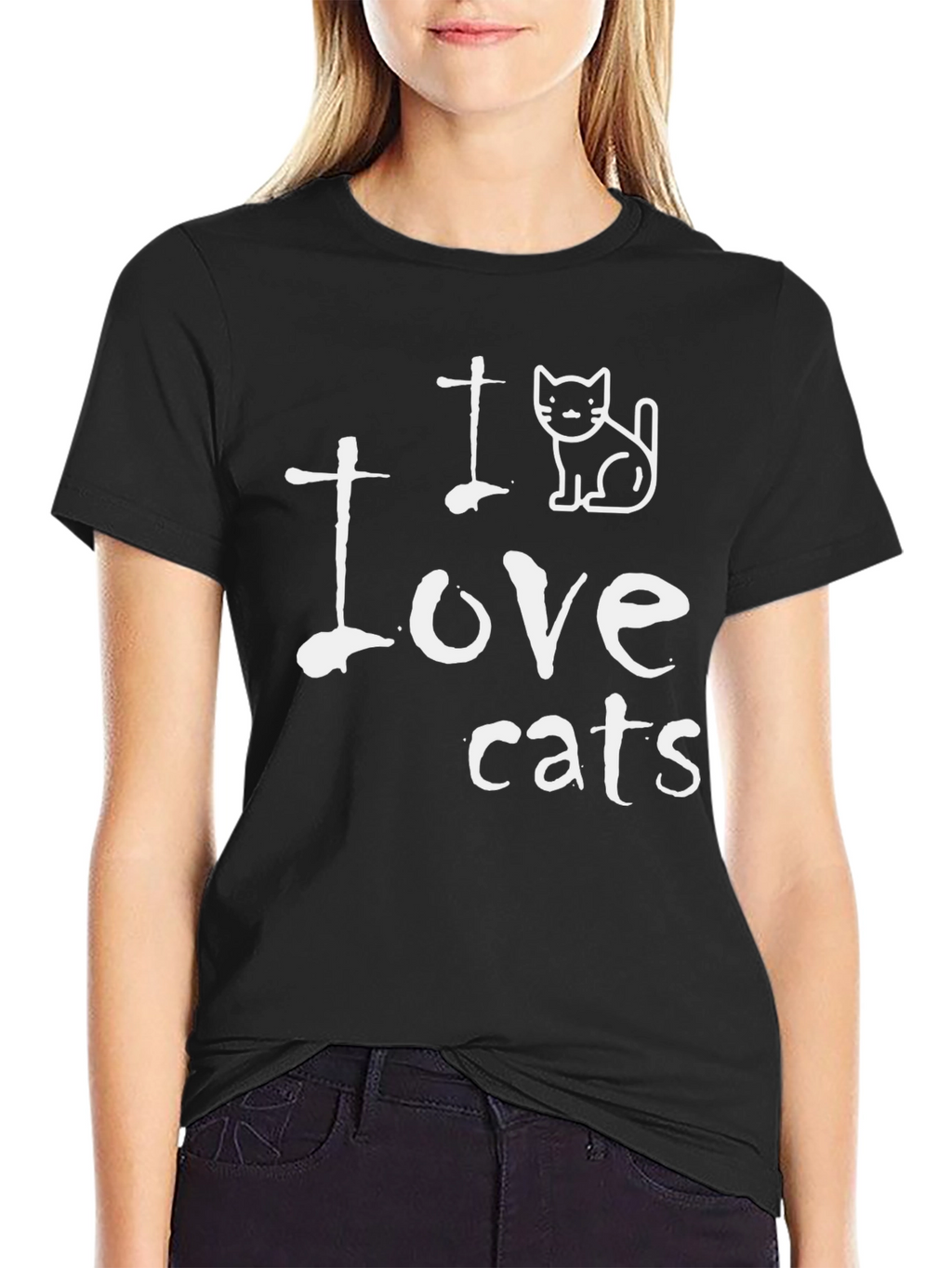 I Love Cats Graphic T-Shirt - Black