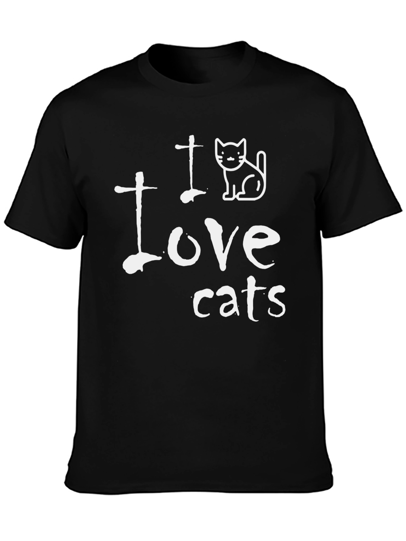 I Love Cats Graphic T-Shirt - Black
