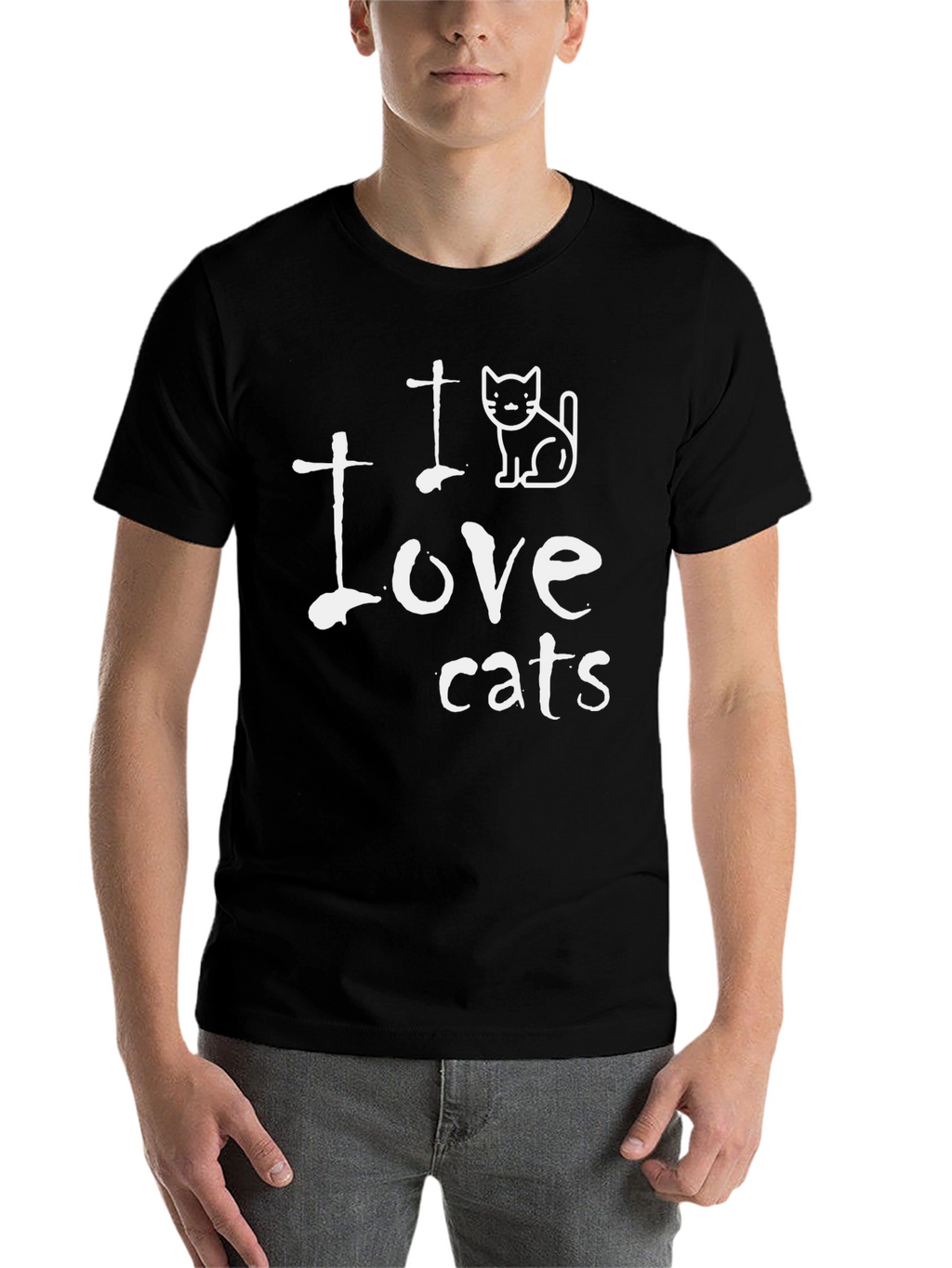 I Love Cats Graphic T-Shirt - Black
