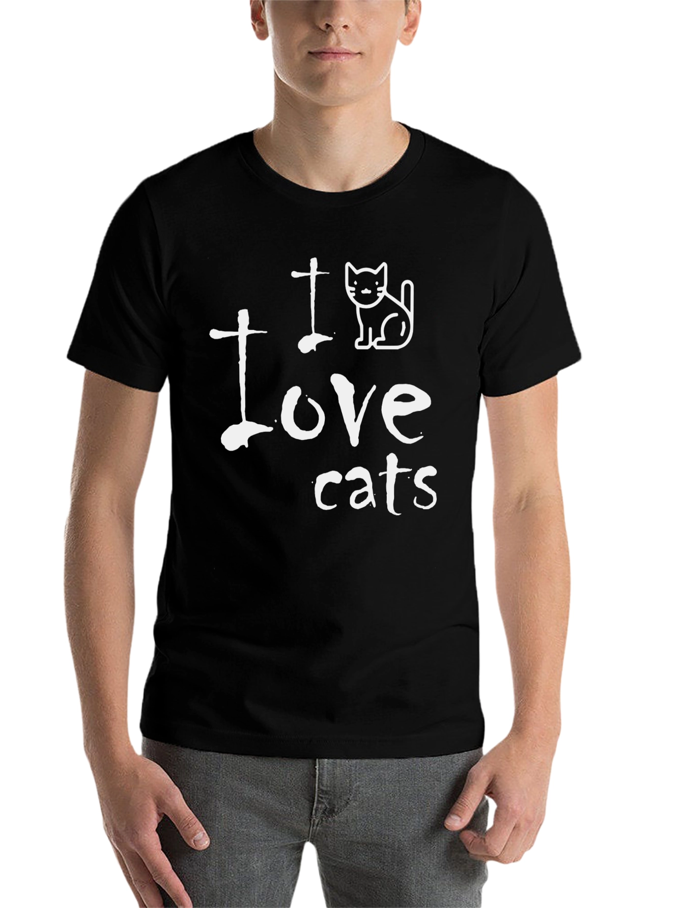I Love Cats Graphic T-Shirt - Black