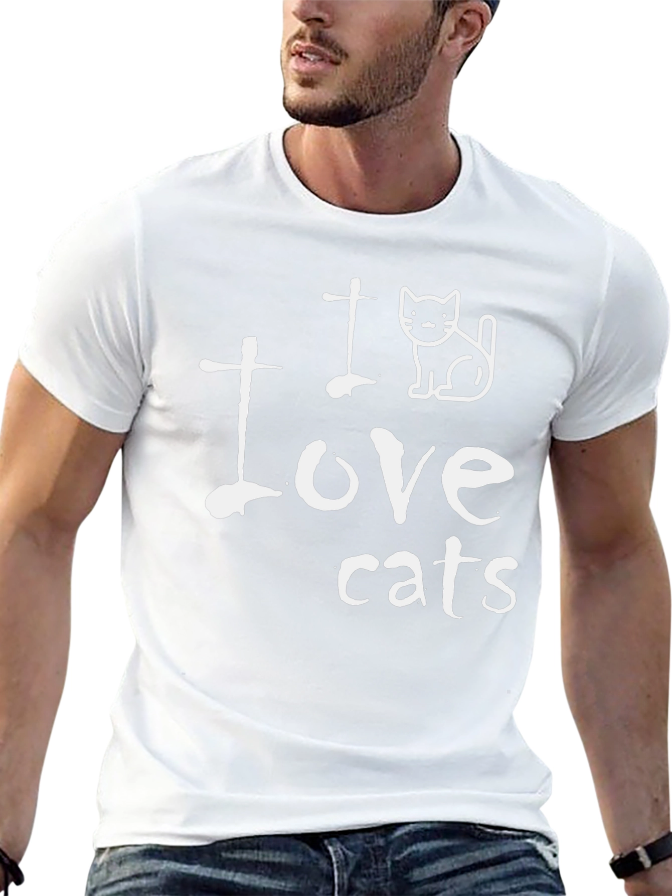 I Love Cats Graphic T-Shirt - Black