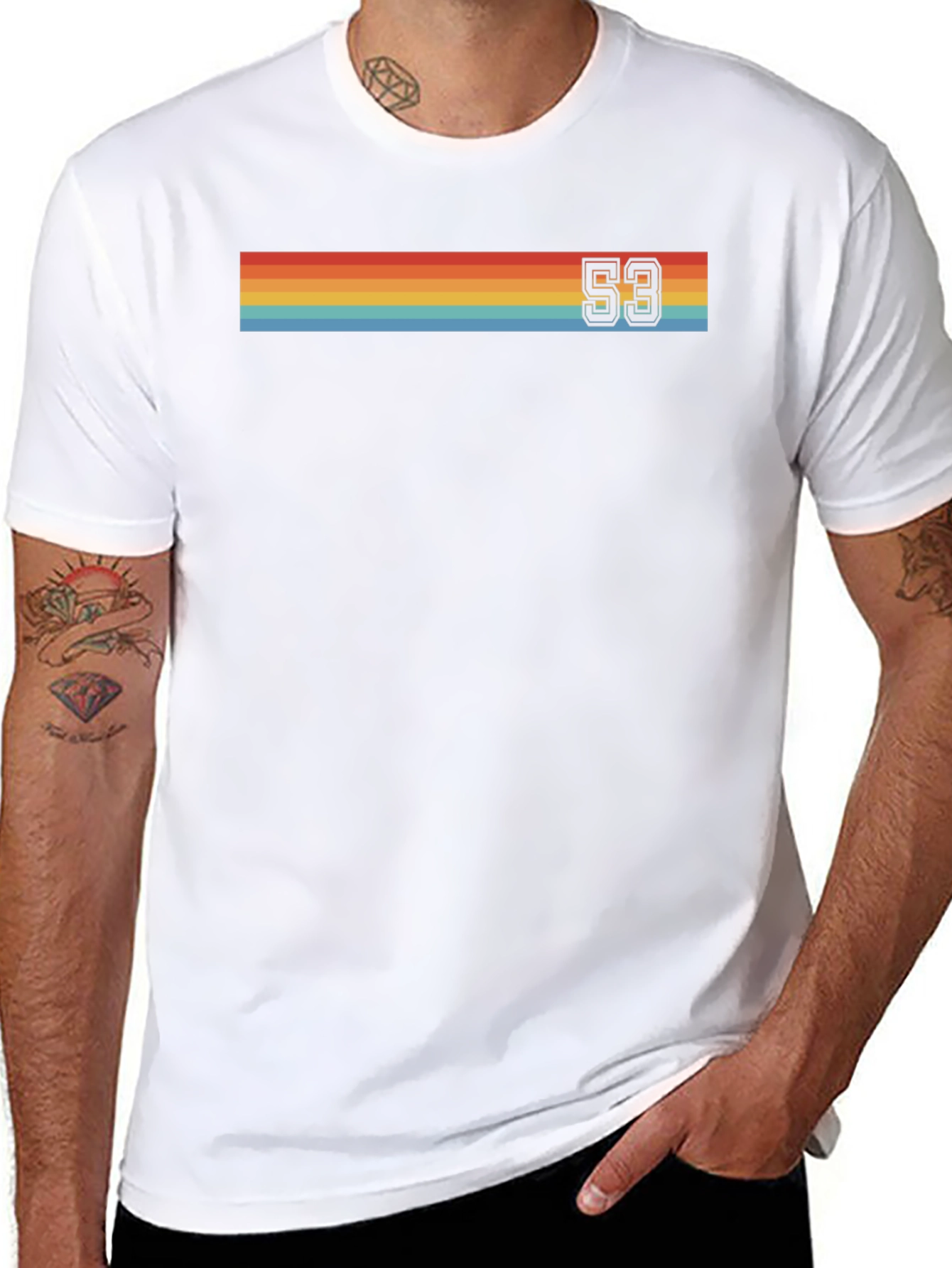 Retro Stripe 53 Graphic Tee - Classic Style