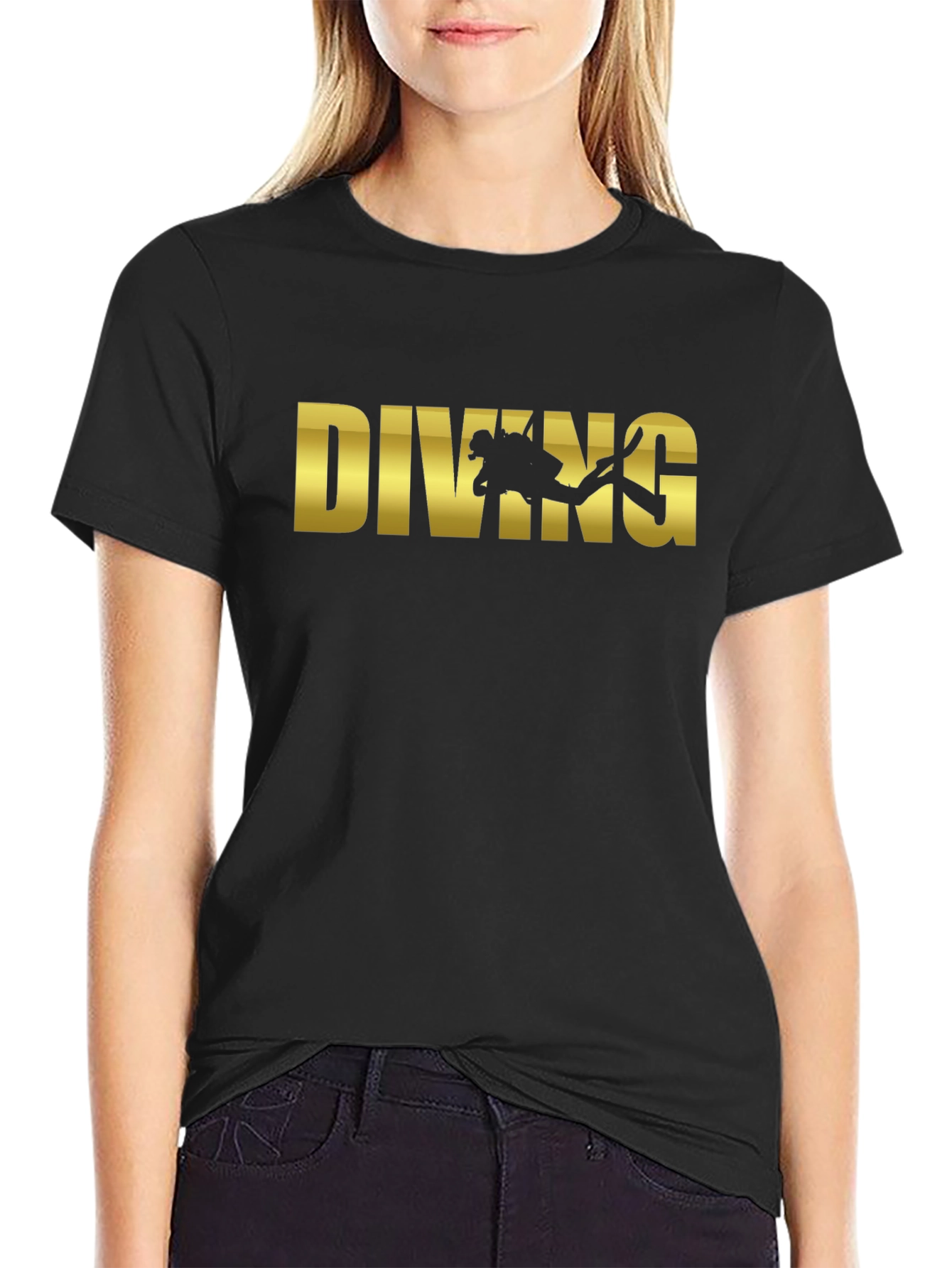 Diving Graphic T-Shirt - Black