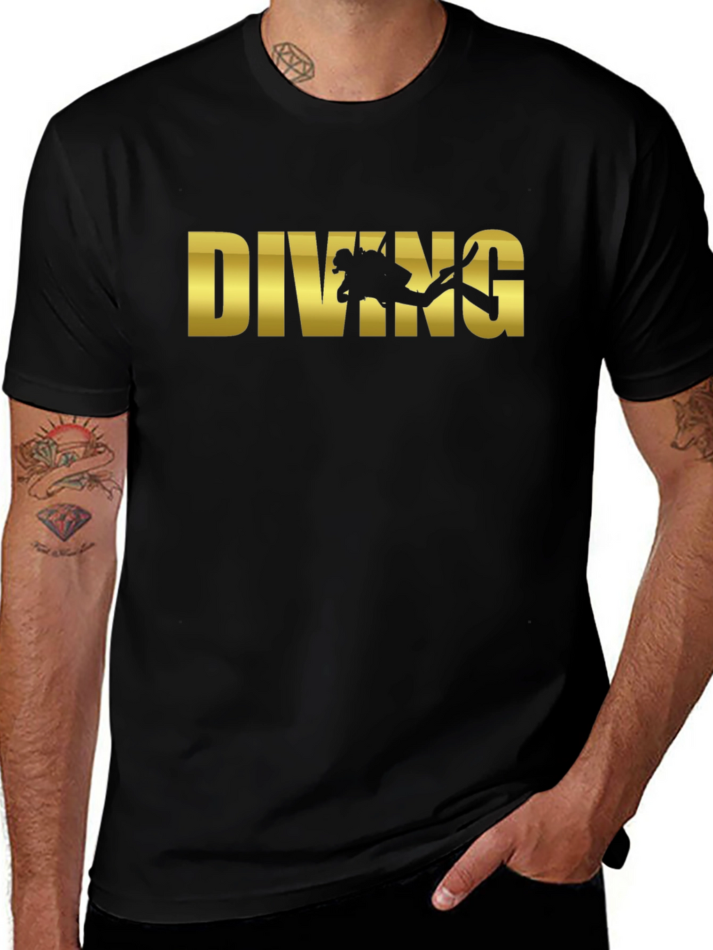 Diving Graphic T-Shirt - Black