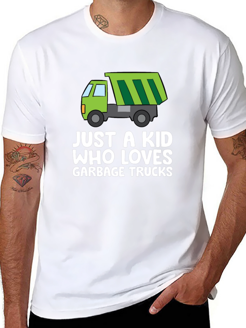 Just a Kid Who Loves Garbage Trucks Graphic Tee