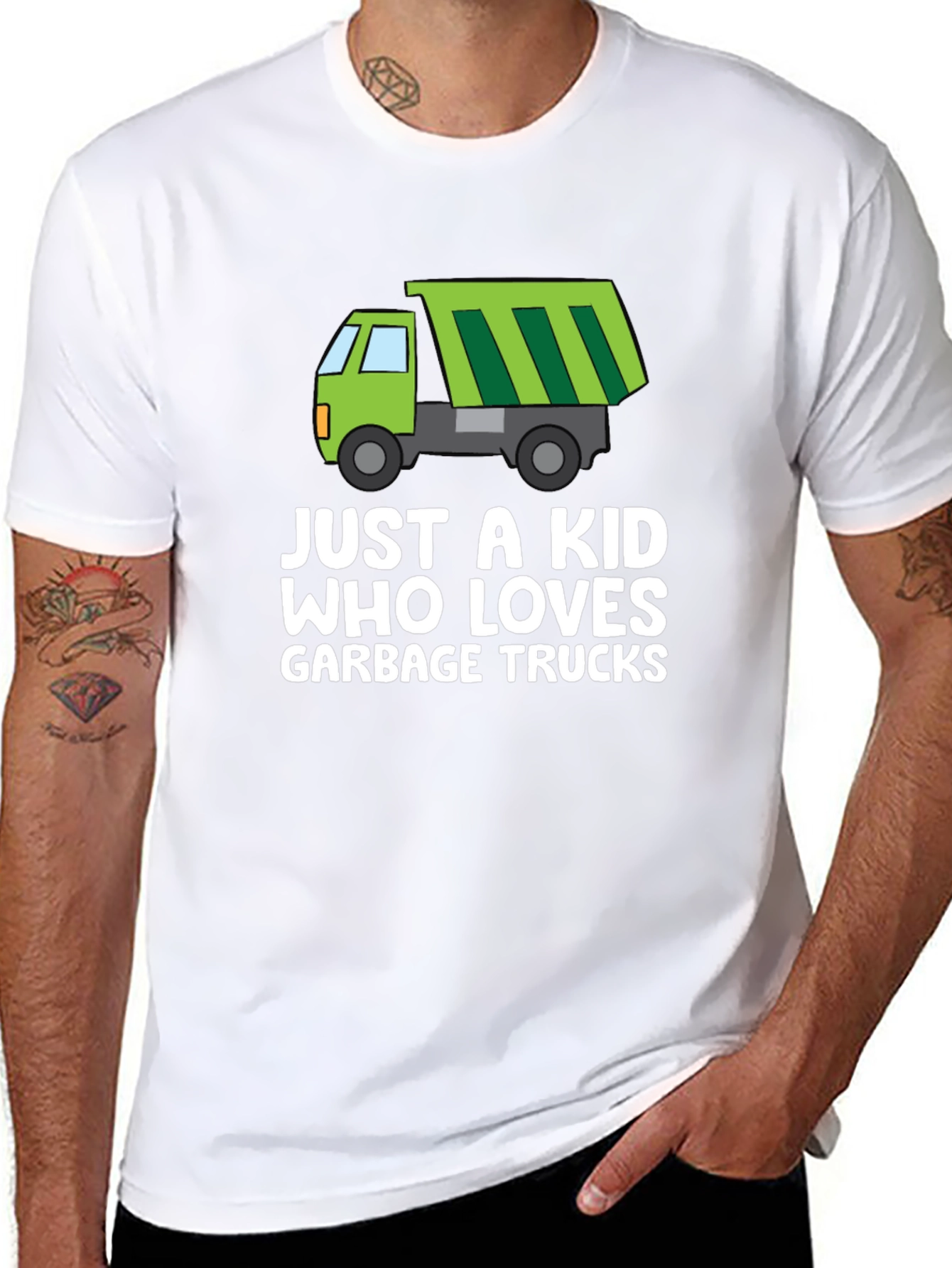 Just a Kid Who Loves Garbage Trucks Graphic Tee