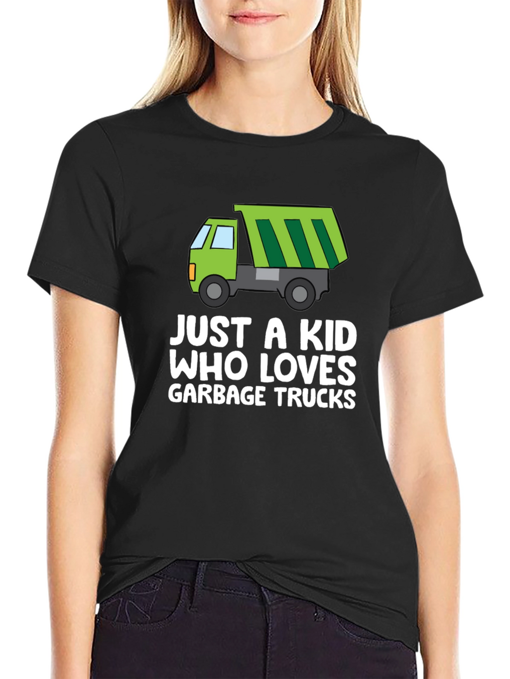 Just a Kid Who Loves Garbage Trucks Graphic Tee
