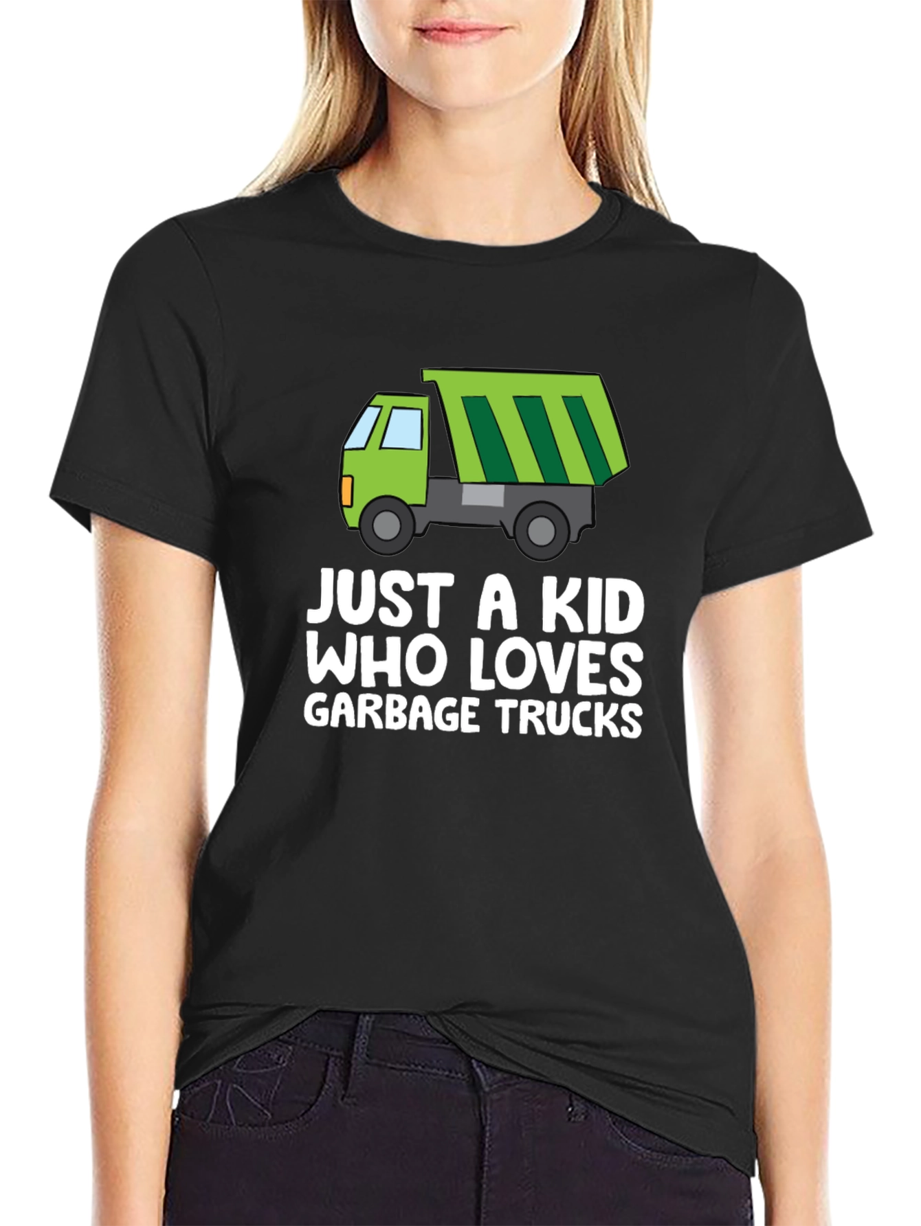 Just a Kid Who Loves Garbage Trucks Graphic Tee