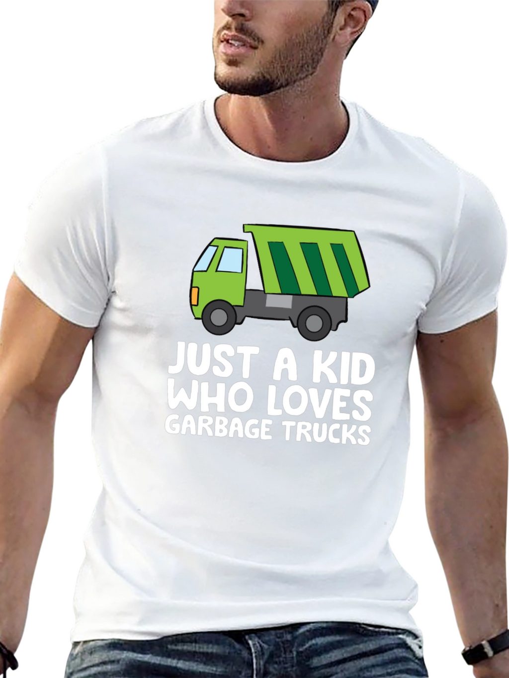 Just a Kid Who Loves Garbage Trucks Graphic Tee