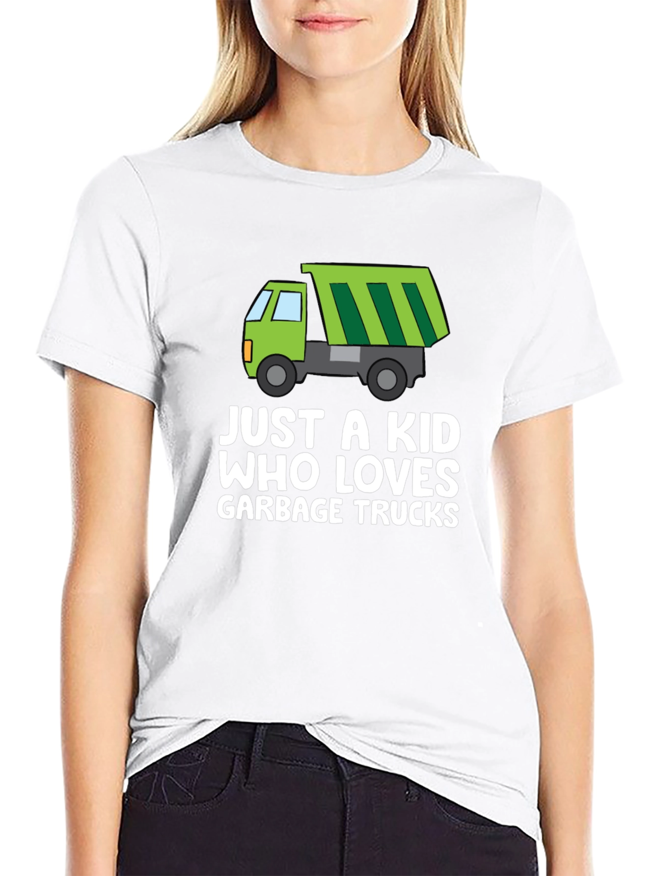Just a Kid Who Loves Garbage Trucks Graphic Tee