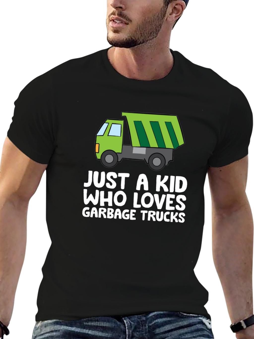 Just a Kid Who Loves Garbage Trucks Graphic Tee