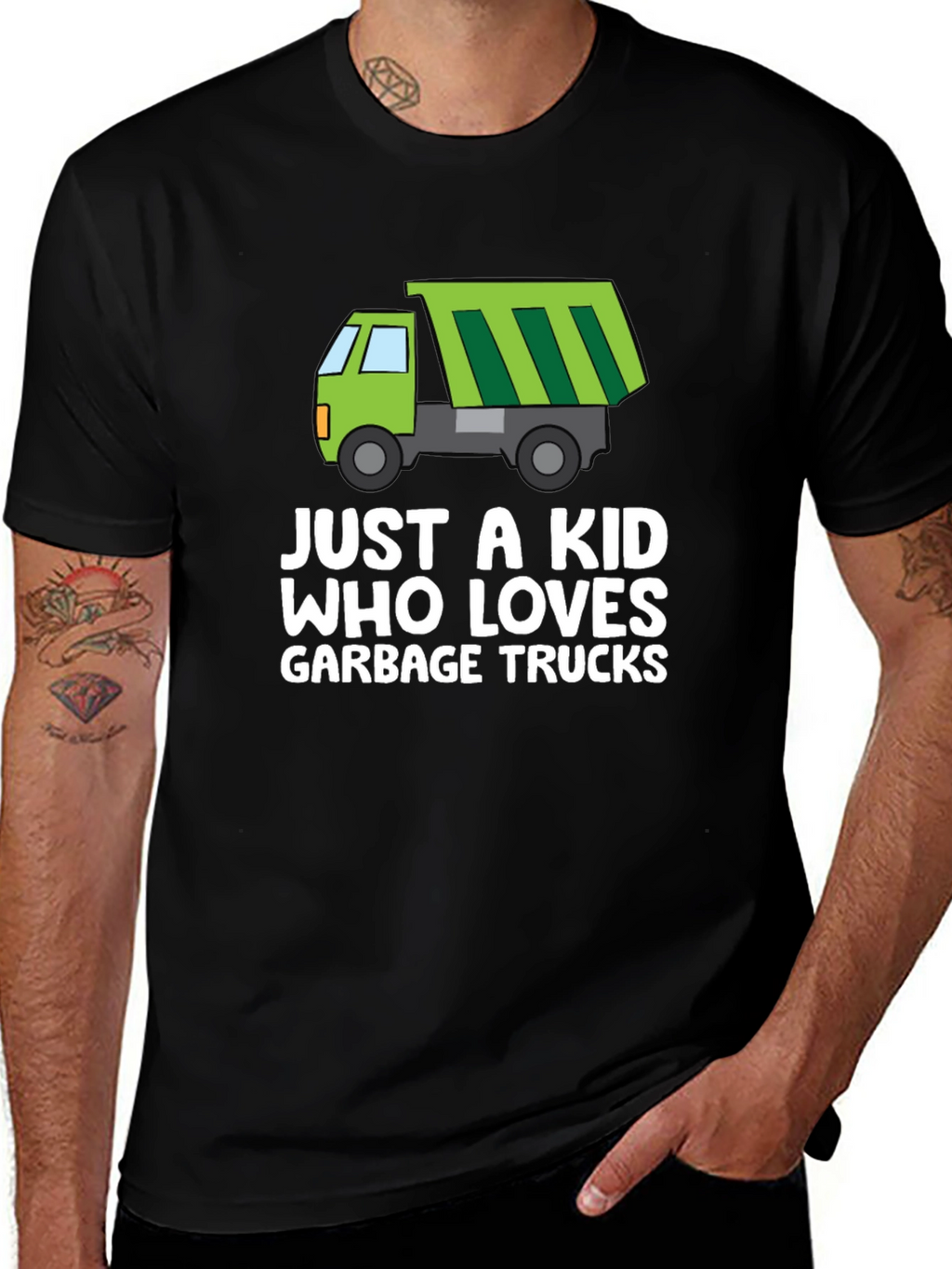 Just a Kid Who Loves Garbage Trucks Graphic Tee