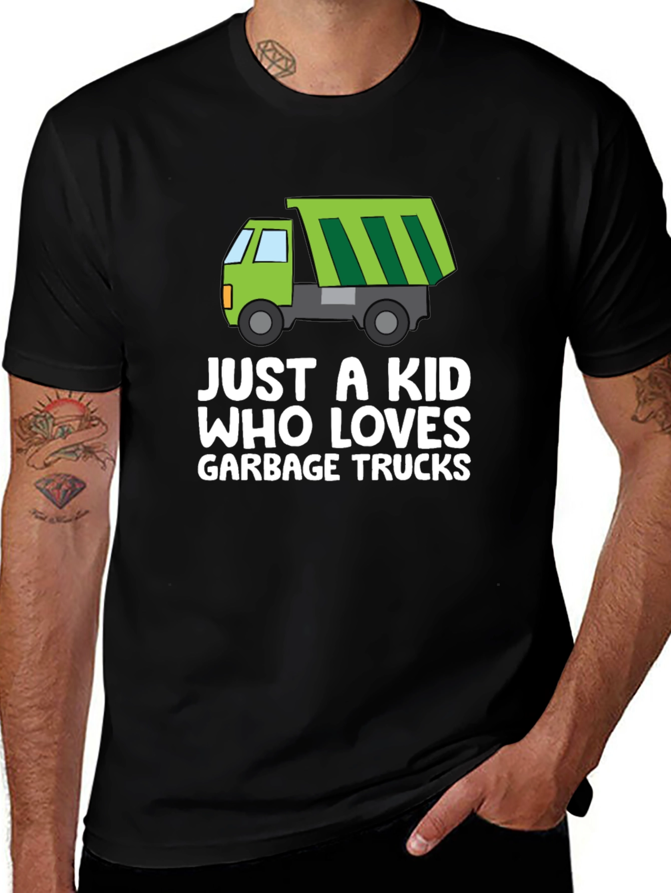 Just a Kid Who Loves Garbage Trucks Graphic Tee