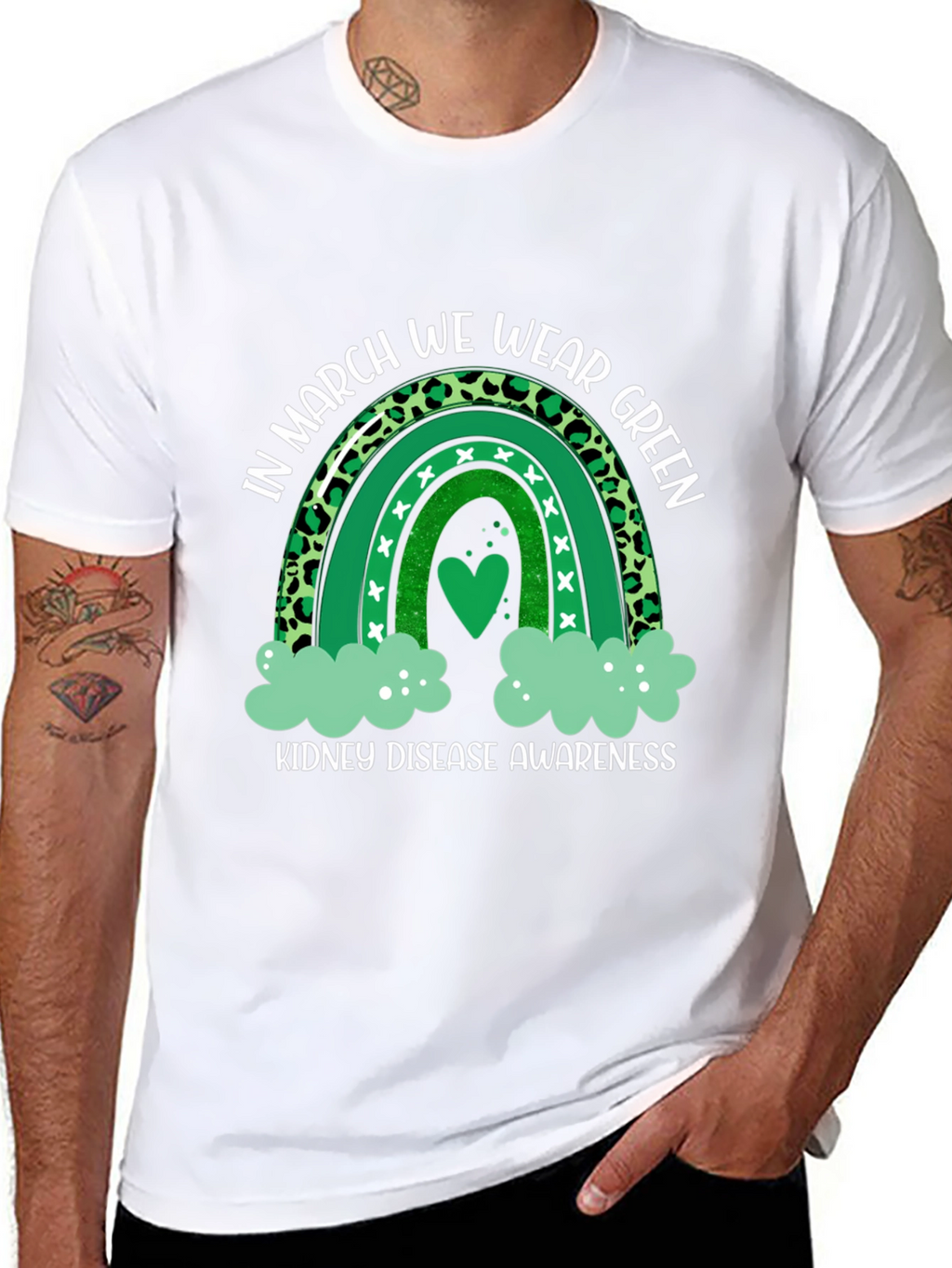 Kidney Disease Awareness Green Rainbow T-Shirt