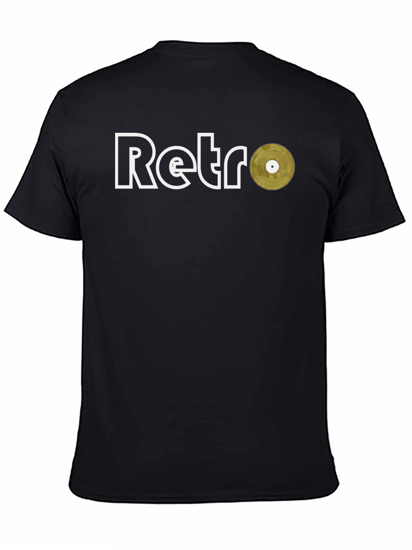 Retro Vinyl Record Graphic Tee - Black