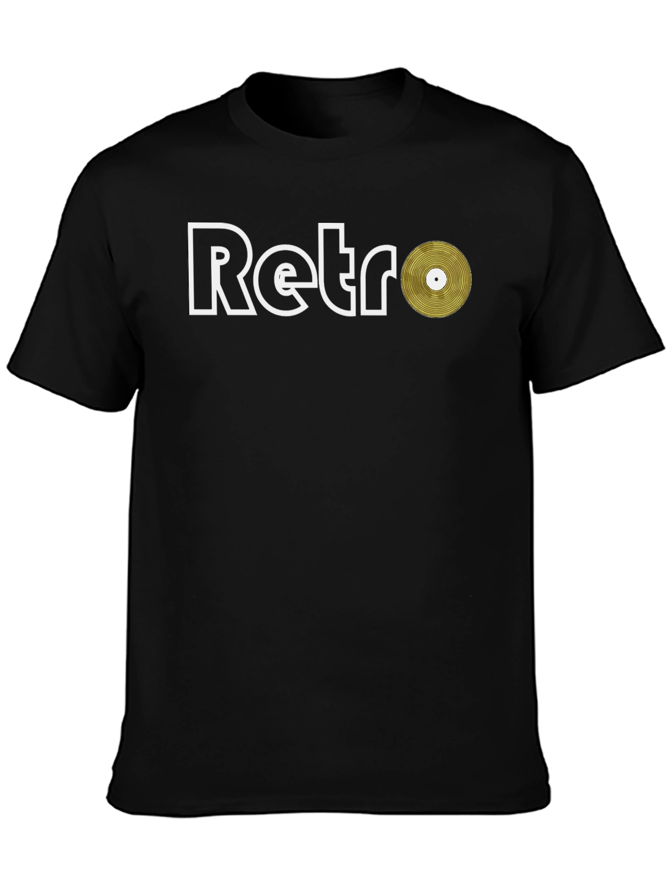 Retro Vinyl Record Graphic Tee - Black