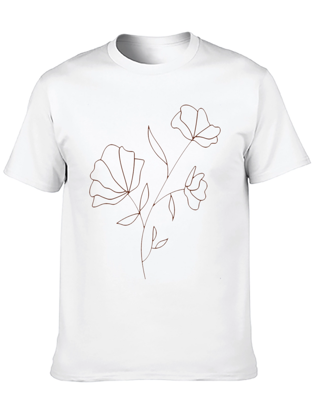 Minimalist Floral Outline Black T-Shirt