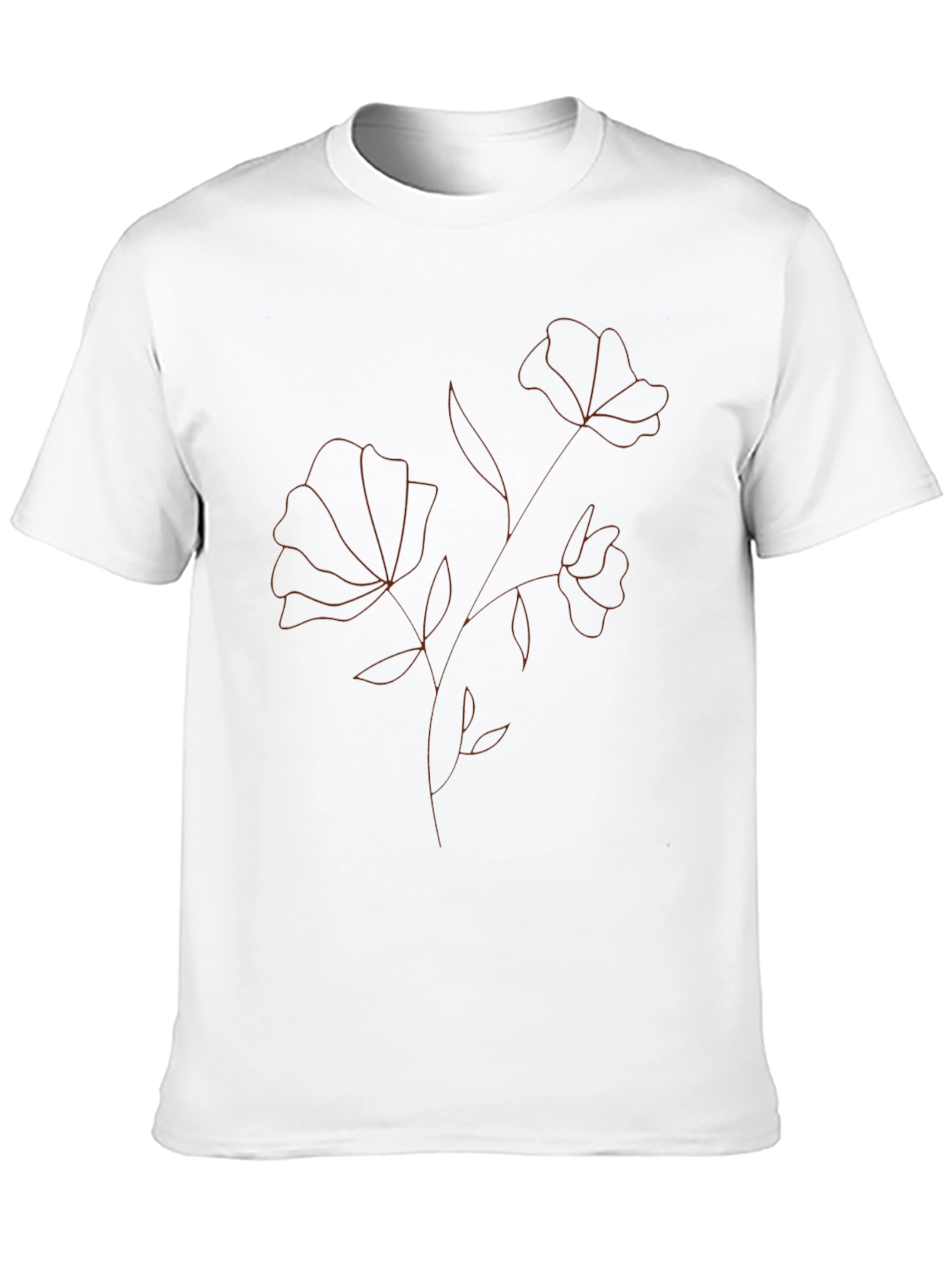 Minimalist Floral Outline Black T-Shirt