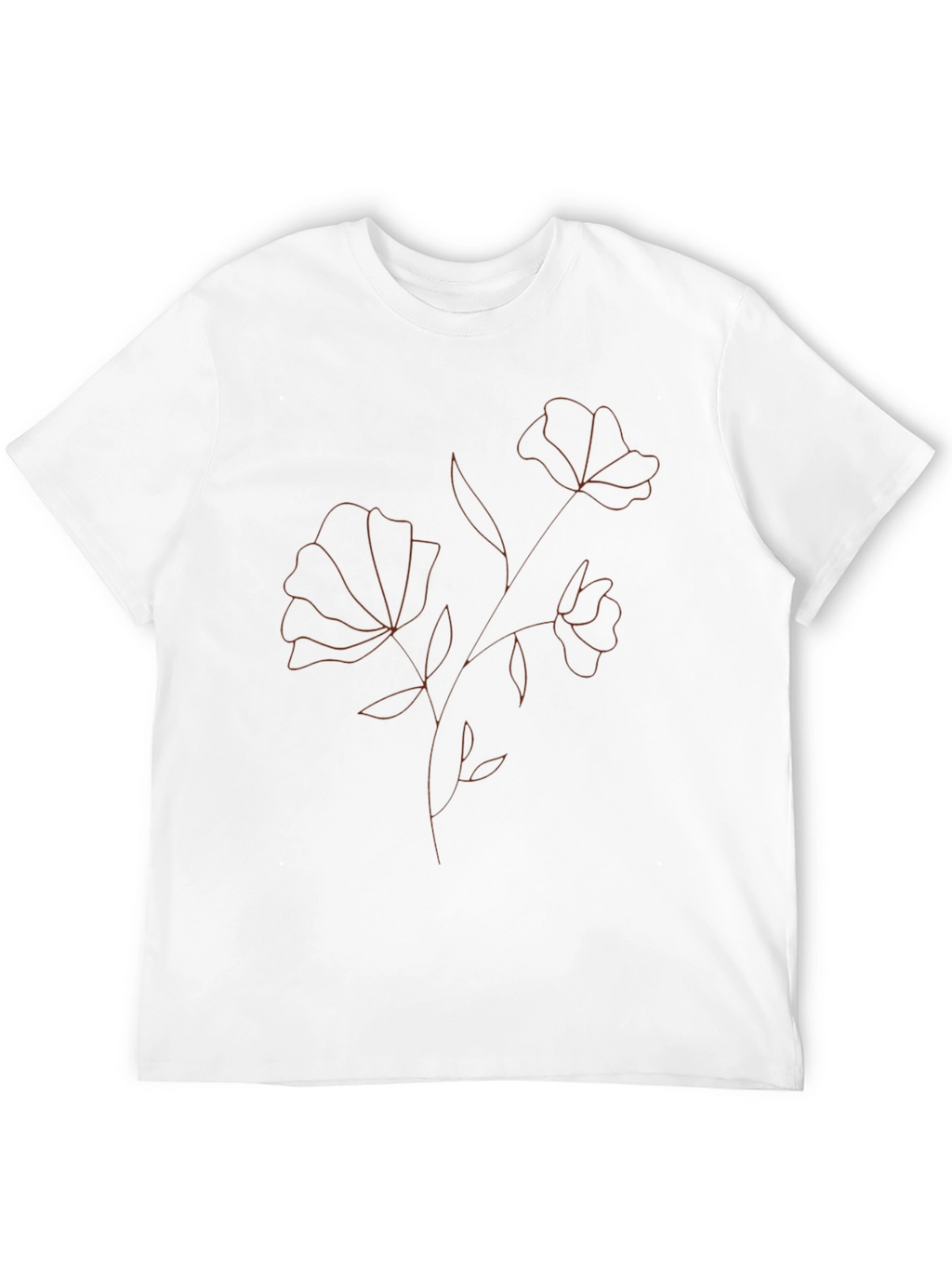Minimalist Floral Outline Black T-Shirt