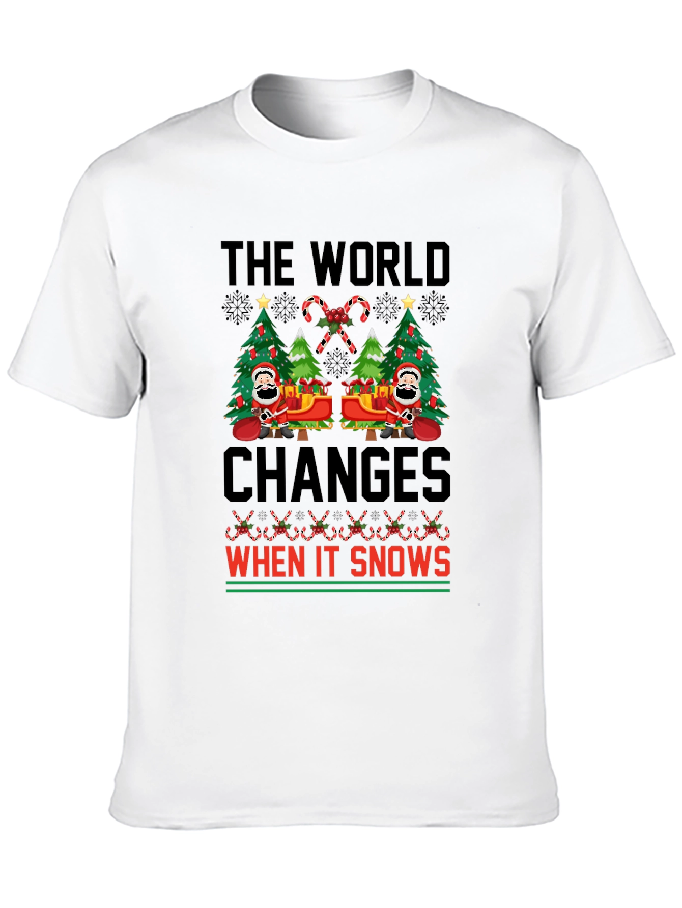 Christmas The World Changes When It Snows T-Shirt