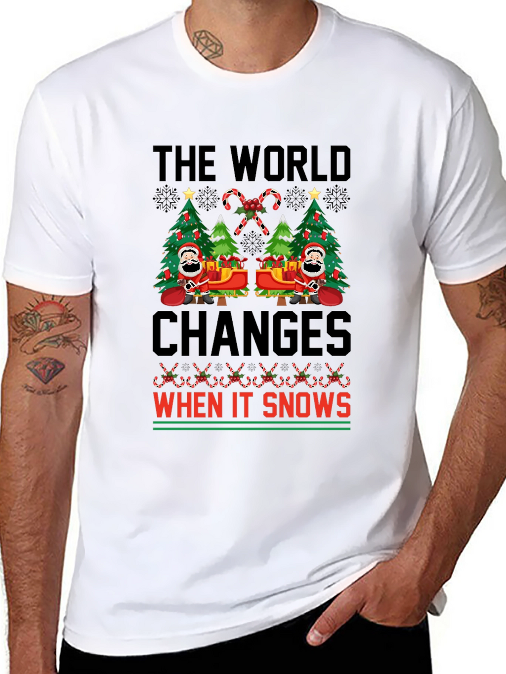Christmas The World Changes When It Snows T-Shirt