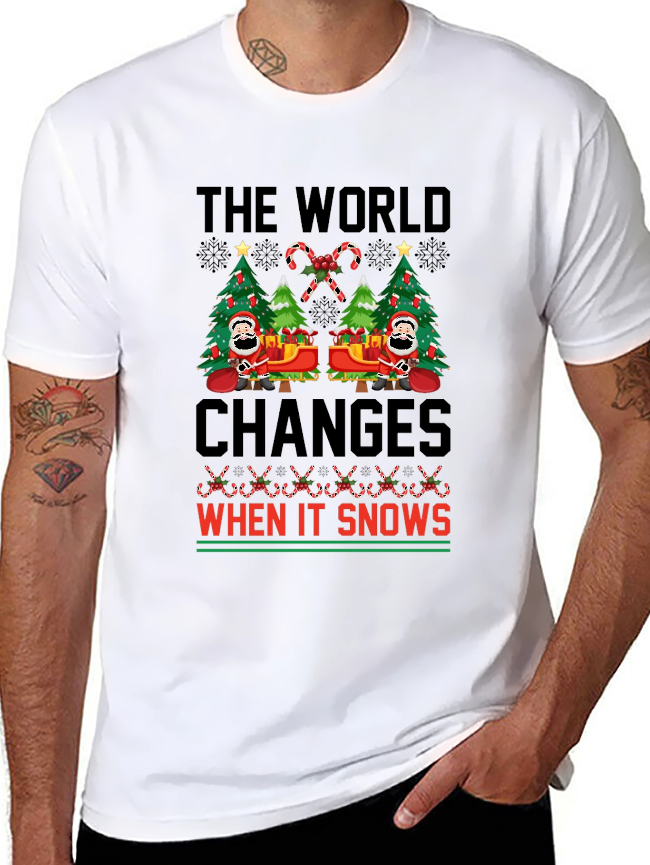 Christmas The World Changes When It Snows T-Shirt