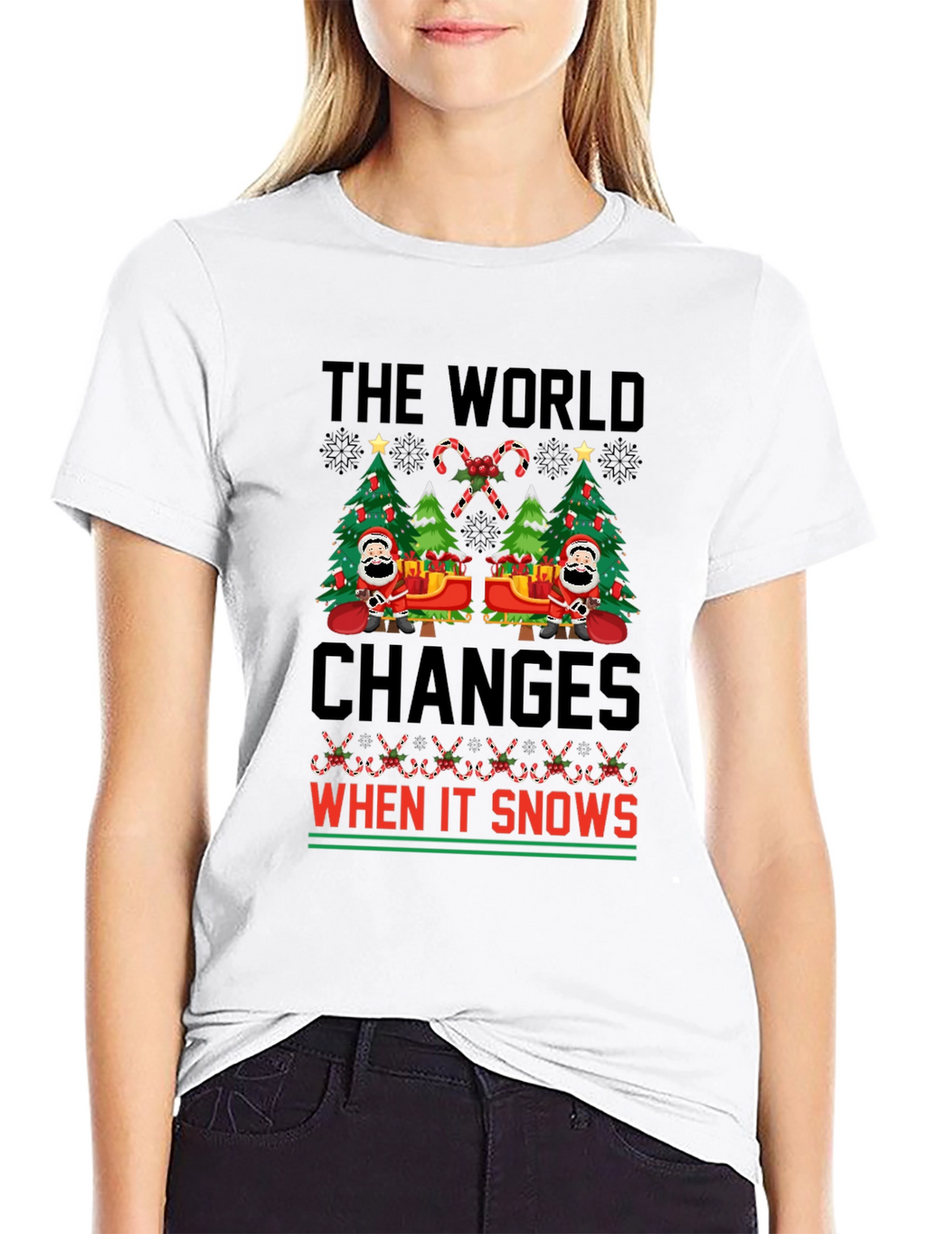 Christmas The World Changes When It Snows T-Shirt