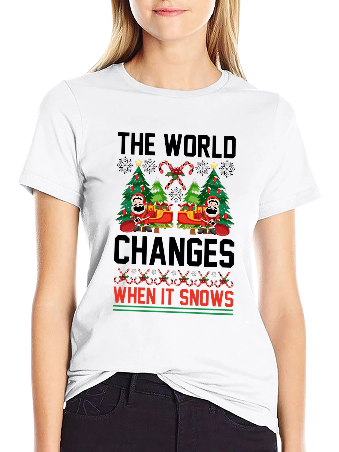 Christmas The World Changes When It Snows T-Shirt