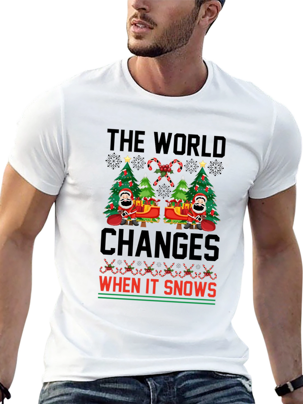 Christmas The World Changes When It Snows T-Shirt