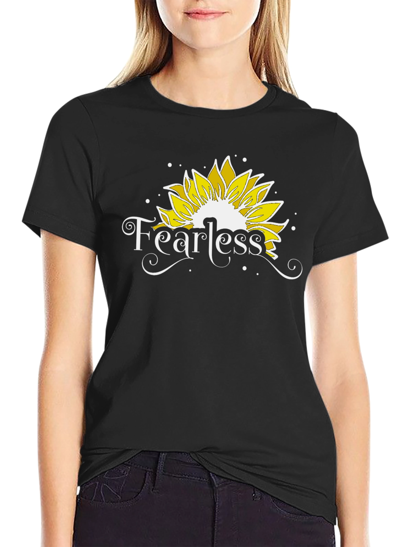 Fearless Sunflower Graphic Tee - Black