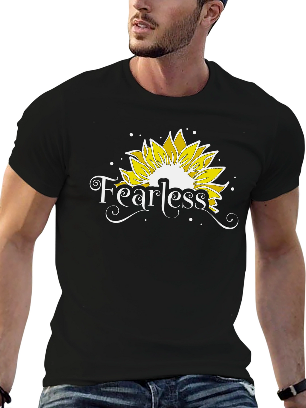 Fearless Sunflower Graphic Tee - Black