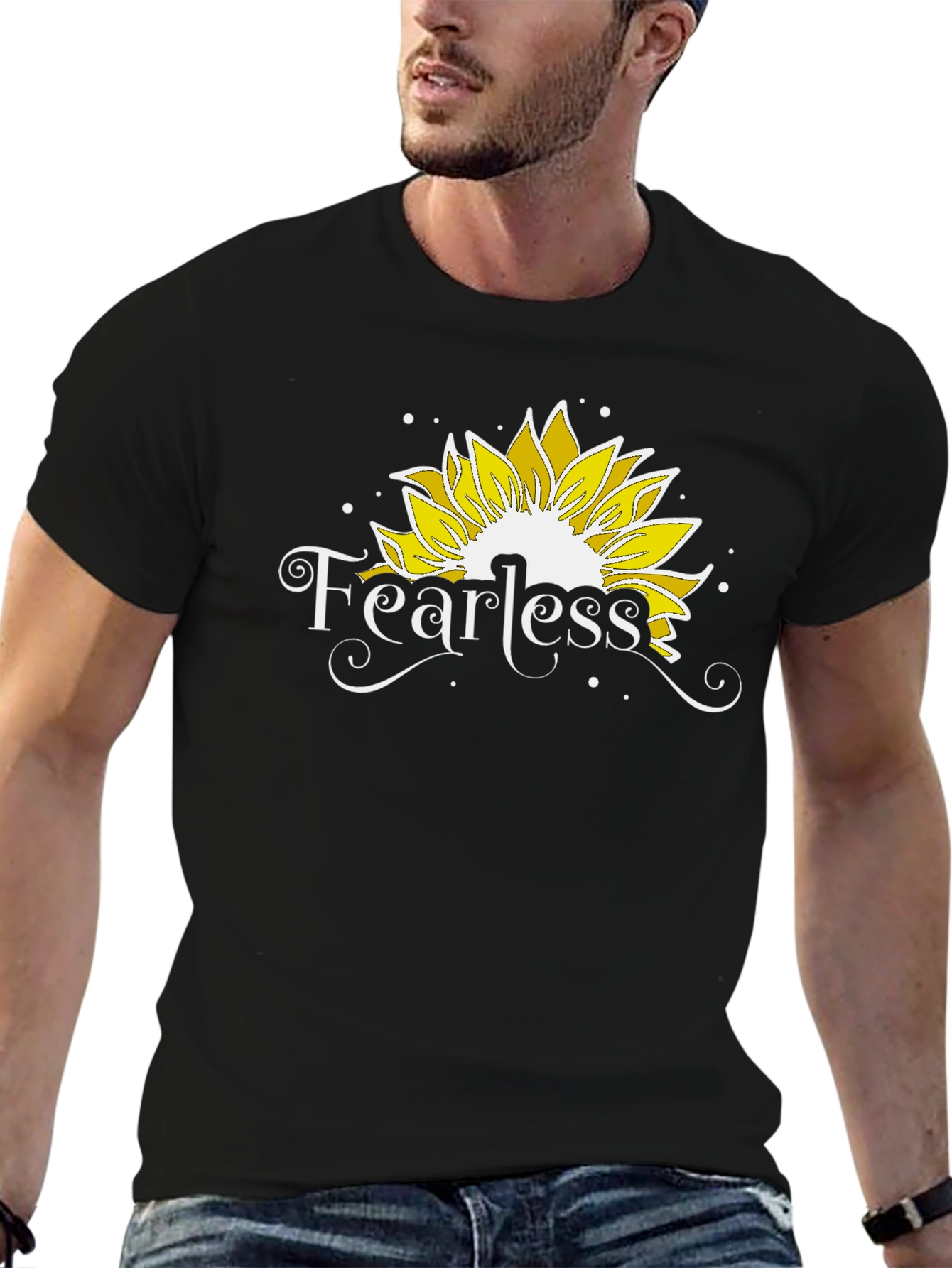 Fearless Sunflower Graphic Tee - Black